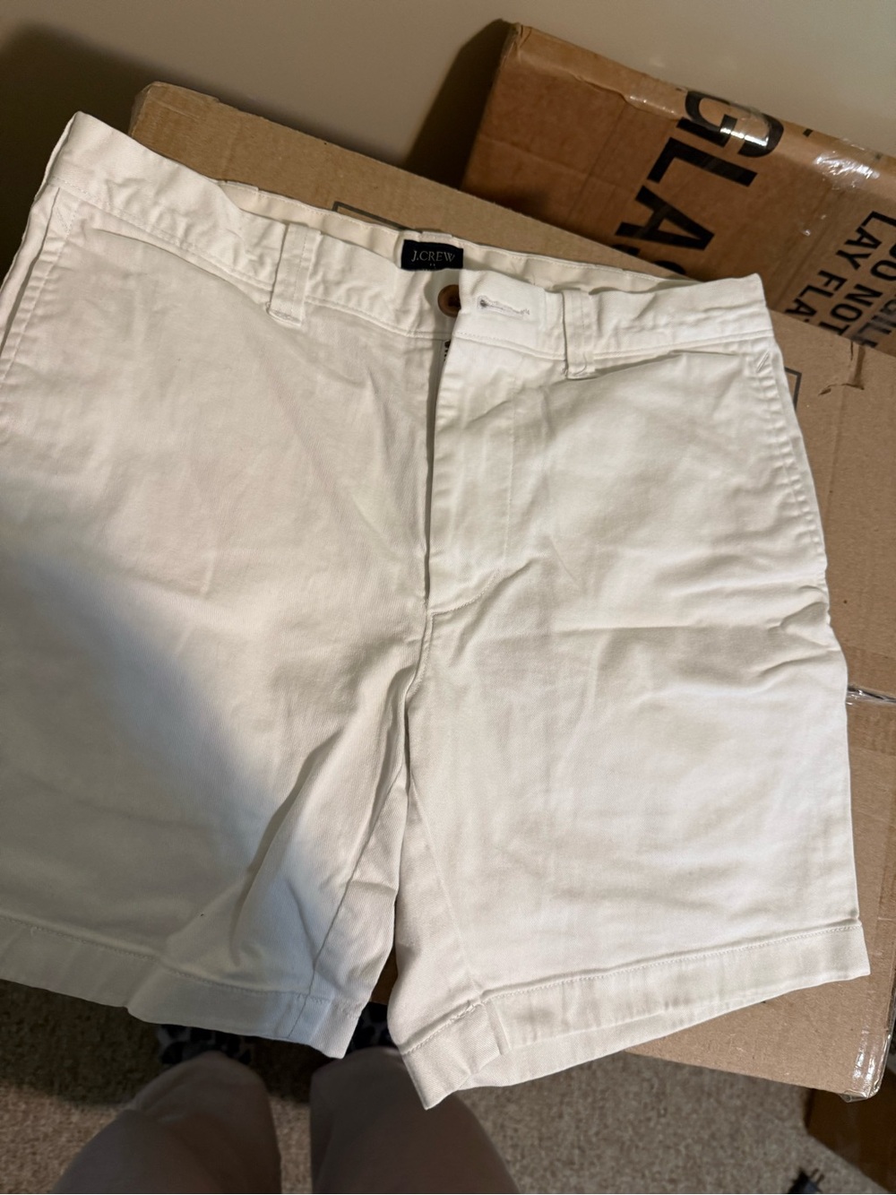 J. Crew Men's Off-White Flat Front Cotton Shorts